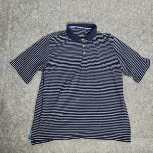 Polo Golf Ralph Lauren Shirt Men XL Blue White‎ Striped Short Sleeve Defect